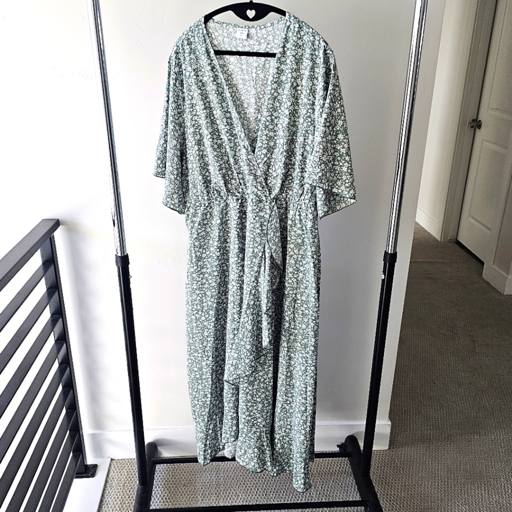 3X Maxi Wrap Dress High Low